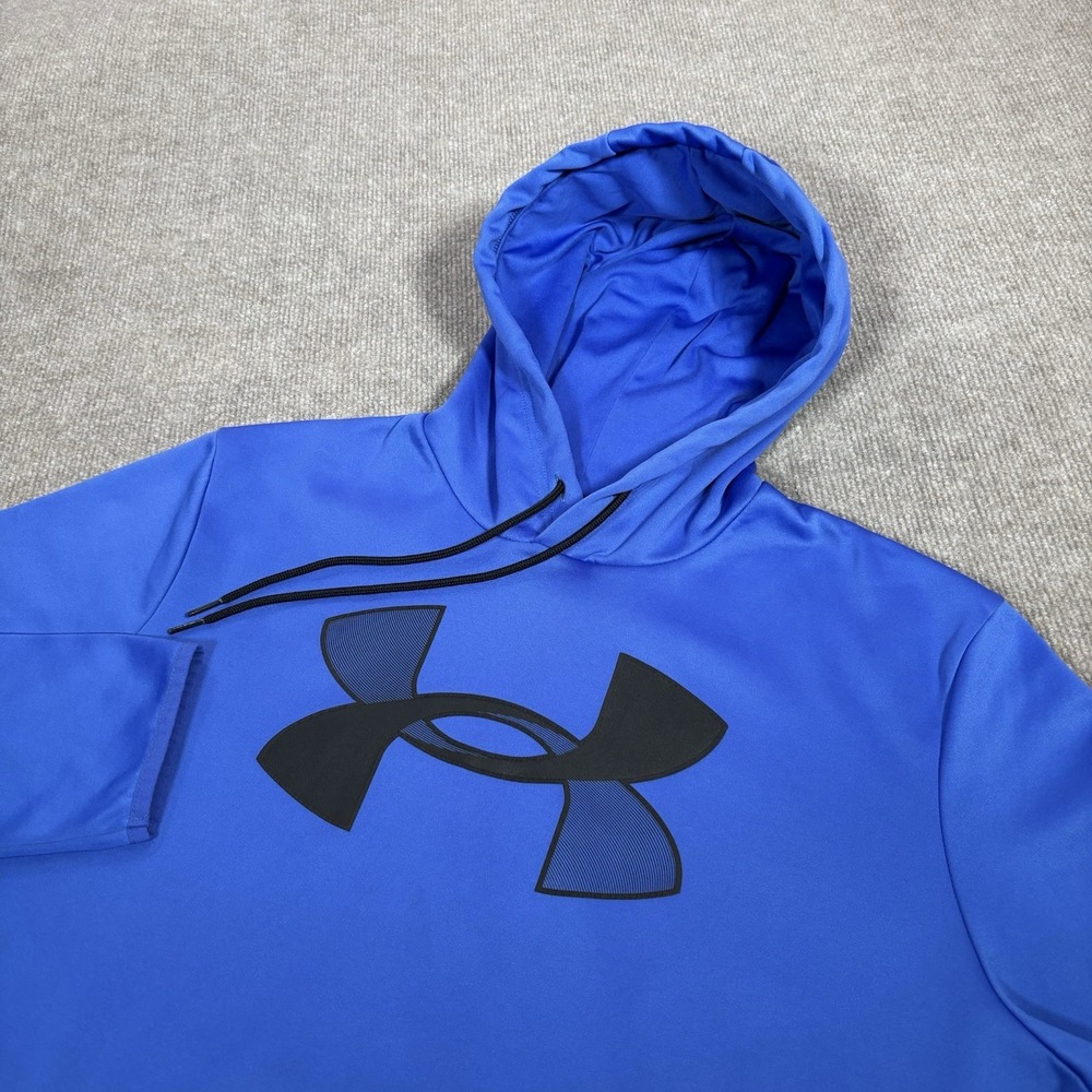 Under Armour Hoodie Sweatshirt Mens‎ M Pullover Blue Fleece Big Logo Performance